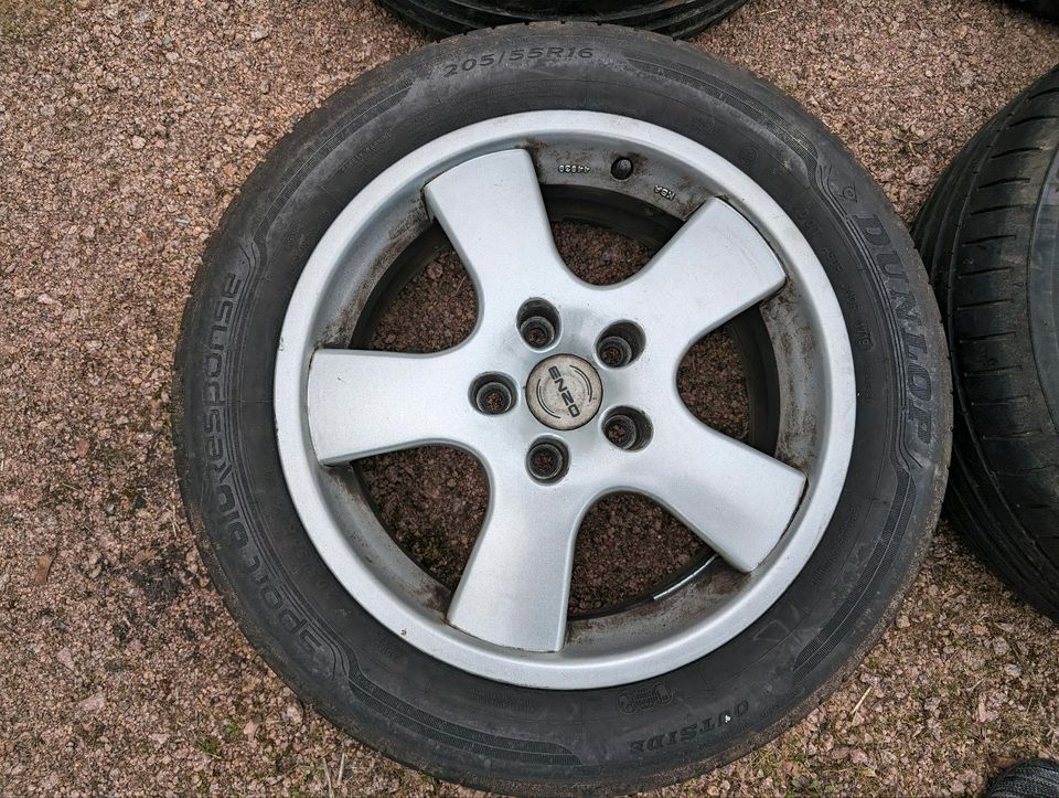 Felgen Enzo 16" 5x112 Sommerreifen 6mm Dunlop 205/55 Mercedes VW in Meißen