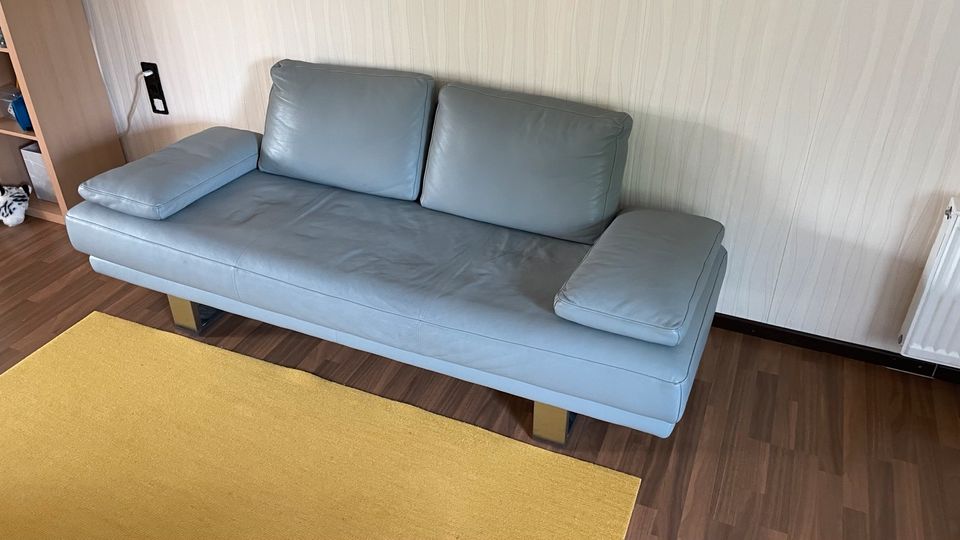 Dreisitzer Sofa von Rolf Benz 6600 Leder blaugrau in Fuldatal