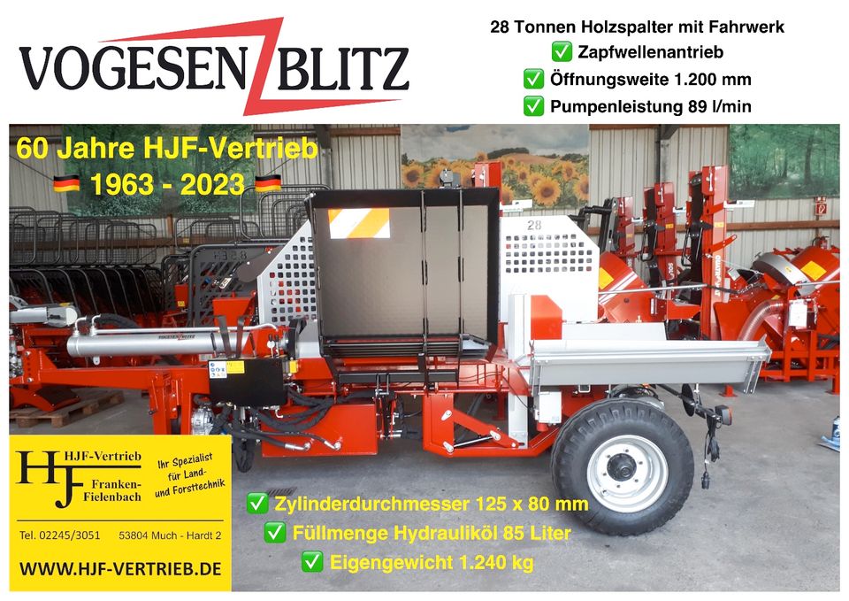 ⚠️ AMR Vogesenblitz® liegender 28 T Holzspalter / Fahrwerk ⚠️ in Much