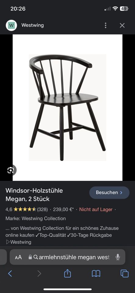 Stabile schwarze Holzstühle (Westwing) im Windsor Look in Essen