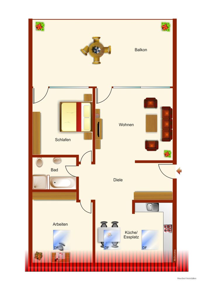 Moderne 3-Zi.-DG Wohnung mit großem Westbalkon in ruhiger Wohnlage in Gifhorn