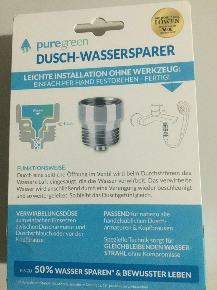 Dusch-Wassersparer_Neu_ Fa. Puregreen bis 50% Wasser sparen in Schelklingen