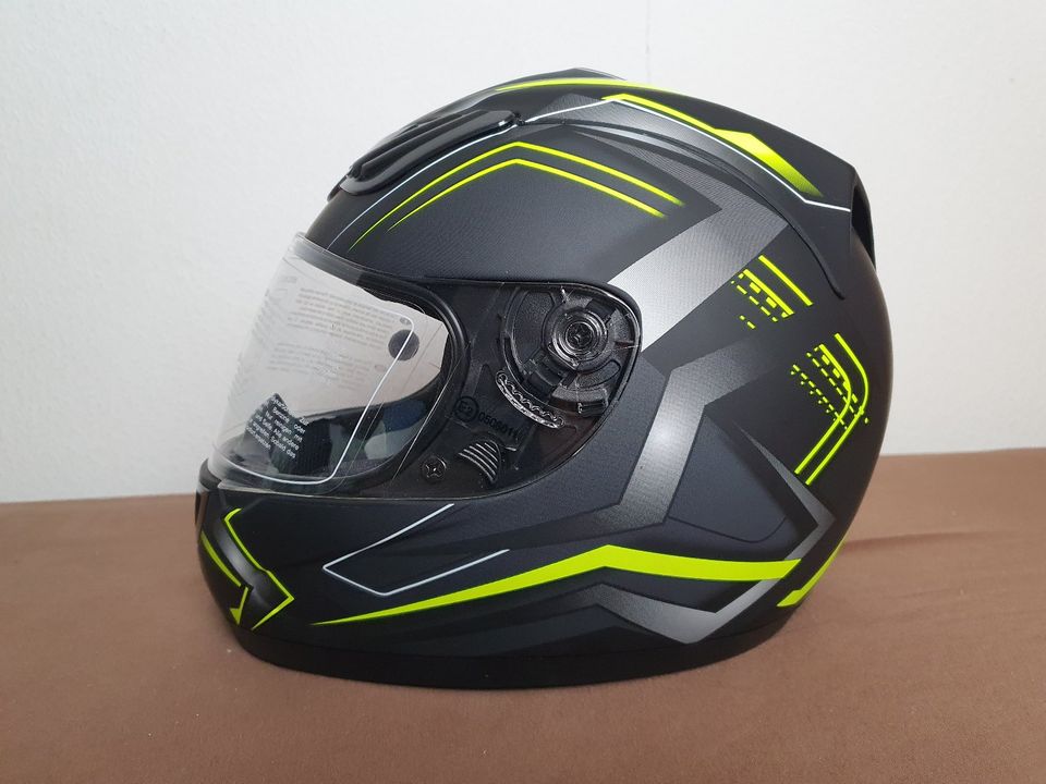 Kyon Integralhelm Gr. XS Motorrad Roller Helm schwarz neon gelb in Eningen