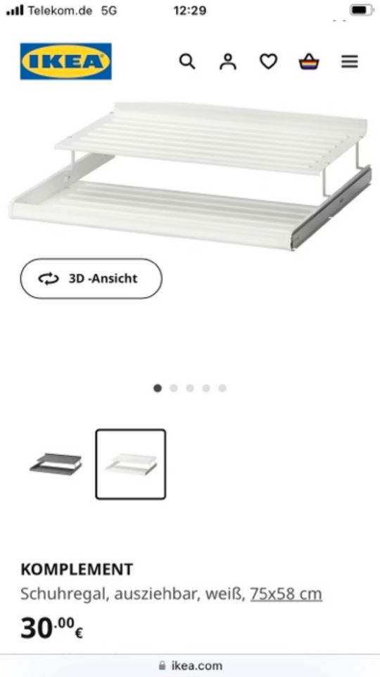 Ikea Komplement Schuhregal Schublade weiß für Pax in Fritzlar