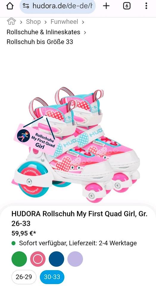 Rollschuhe HUDORA my first Quad Mädchen wie neu 30 - 33 m. OVP in Kiel