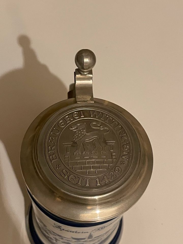 Porzellan Bier Krüge mit Zinn Deckel in Lüneburg