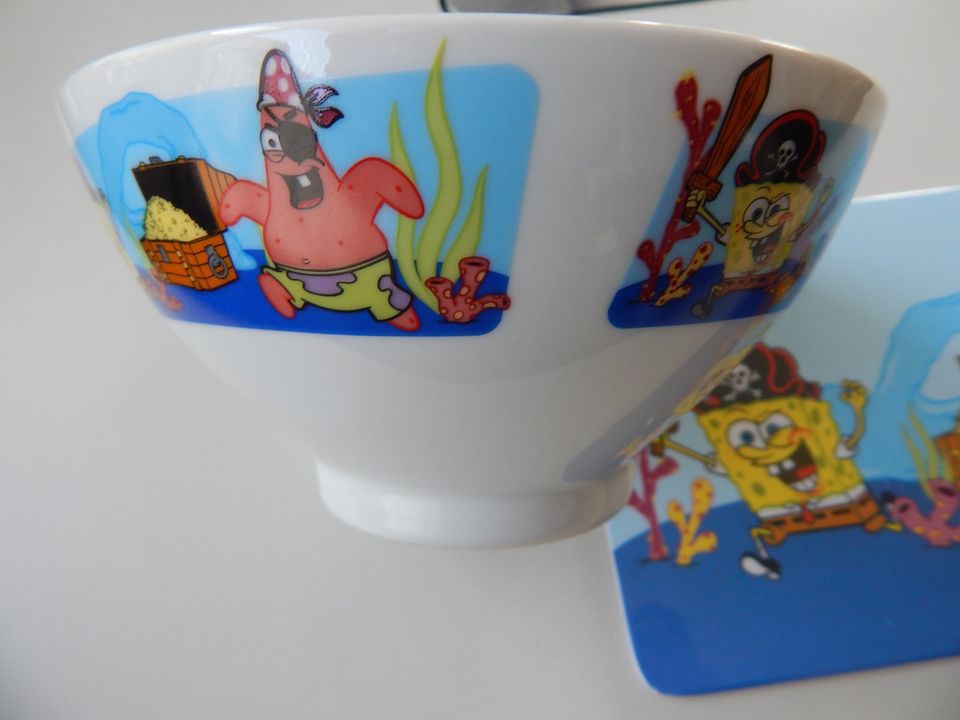 Sponge Bob Schwammkopf Brettchen + Schale, Geschirr für Kinder in Bohmte