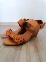 Sandalen 38 Keilabsatz Wedges Leder geflochtene Cognac hellbraun Baden-Württemberg - Karlsruhe Vorschau