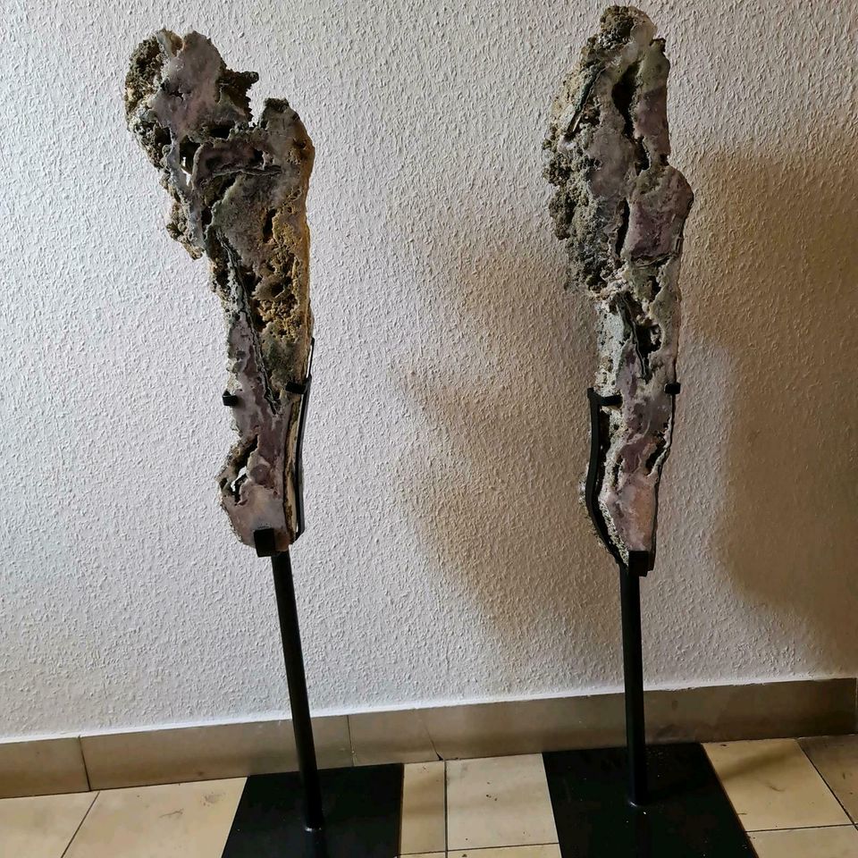 Skulptur Paar Pink Amethyst Rohstein in Metall ( 26 kg ) 108 cm in Recklinghausen