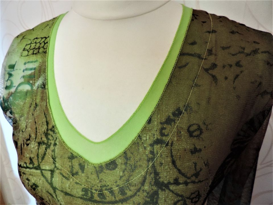 Damen Shirt Gr. 38 grün, gemustert, Arme transparent, Top Zustand in Kleinblittersdorf