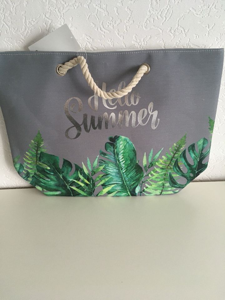 Strandtasche Badetasche Tasche Shopping-Bag Bast Floral Urlaub in Baar-Ebenhausen