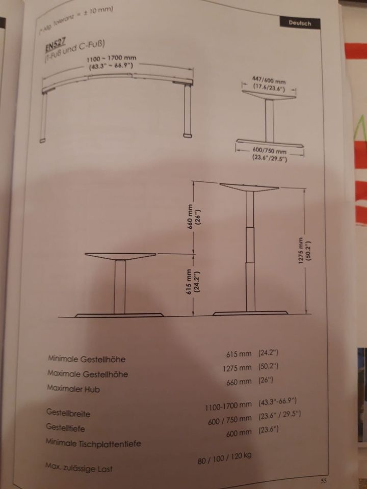 Elektrisch Höhenverstellbares Schreibtischgestell silbergrau in Poing