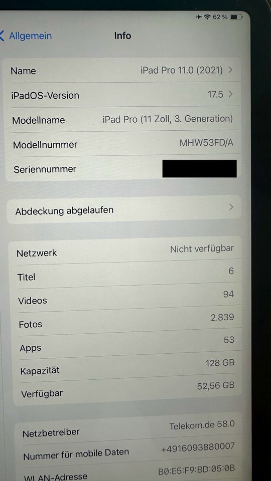 Apple iPad Pro, 11“, M1 Chip, 128 GB, WLAN+Cellular (5G) in Mainz