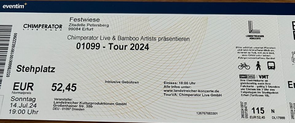 01099 Ticket Erfurt in Wurzen