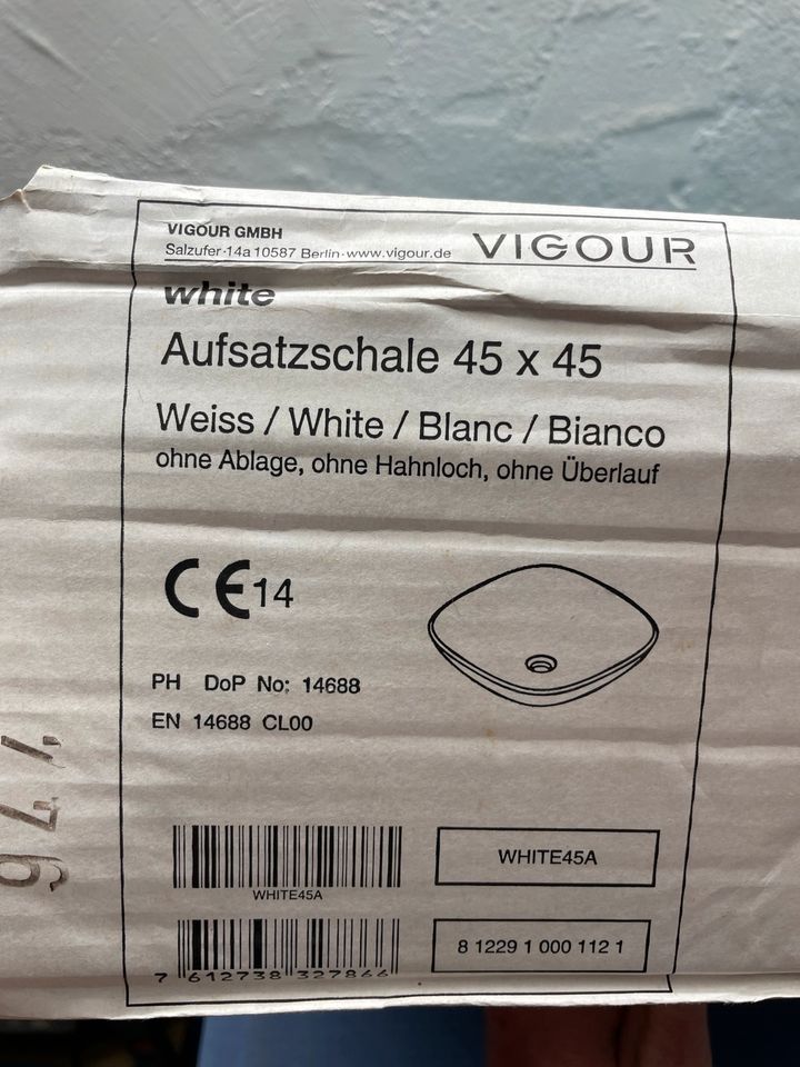 VIGOUR white Aufsatzschale 45 x 45 Waschbecken in Hamburg