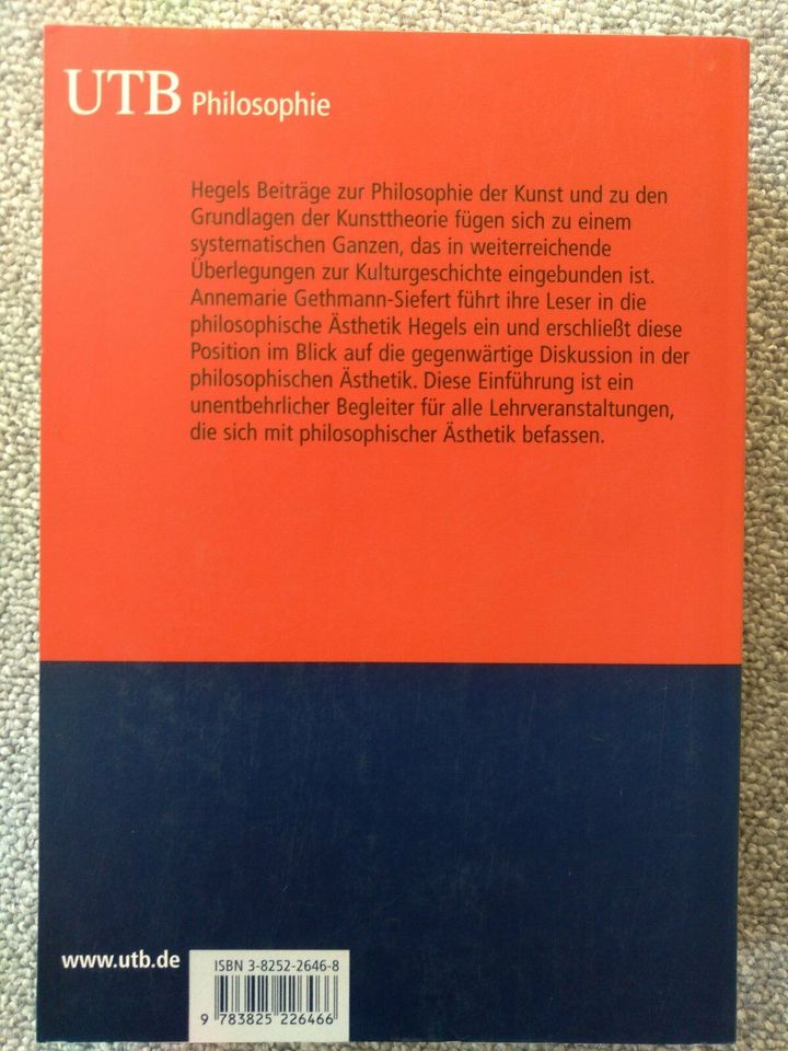 Einführung in Hegels Ästhetik (Gethmann-Siefert)_neu/unbenutzt! in Hamburg