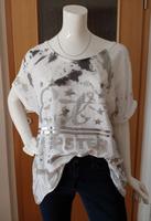 Shirt M L XL Weiß Grau Glitzerdruck * Italy Mode Brandenburg - Bernau Vorschau