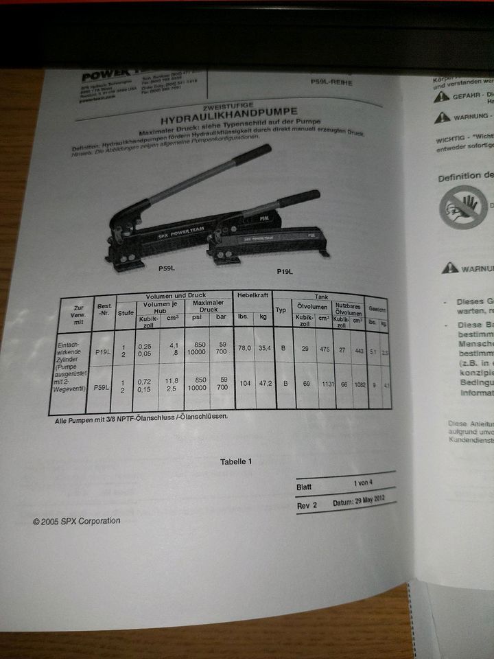 SPX POWER TEAM P59L HANDPUMPE HYDRAULIKPUMPE 700BAR NEU in Leverkusen