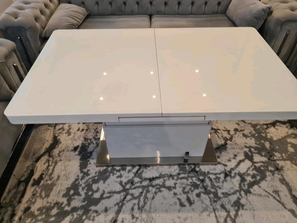 Verstellbarer Couchtisch, Küchentisch, Esstisch mit Glasplatte in Herne