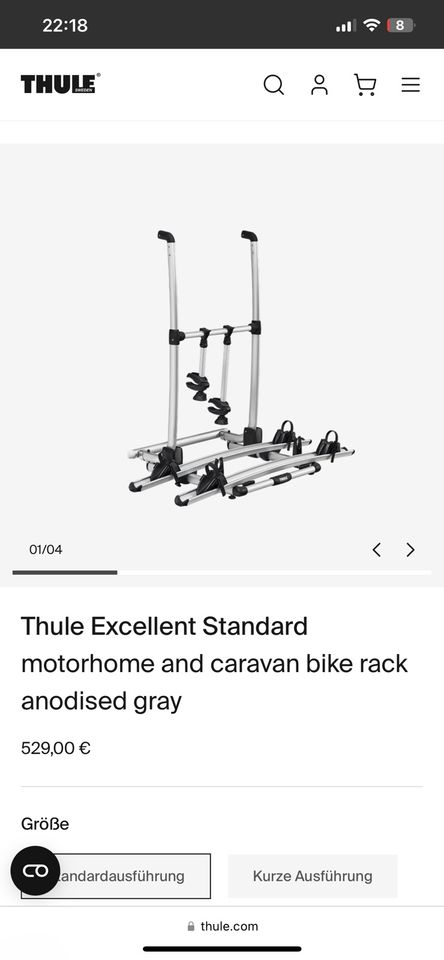 ** Thule Excellent Fahrradträger Wohnmobil Ebike bis 60kg TOP in Stadtkyll