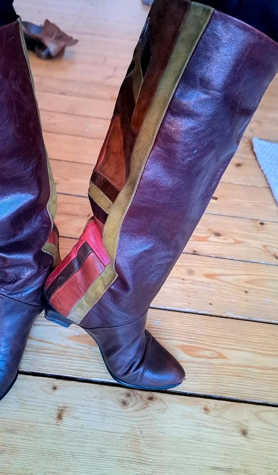 Vintage Stiefel 37 Lederstiefel Hochwertig Designer Patchwork in Hannover