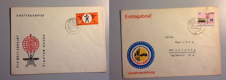 Ersttagsbriefe 33 Stck., besondere Ereignisse in der DDR in Leipzig