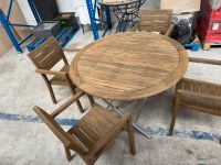 Teakholz Tisch  rund mit 4 Stapelbaren Stühlen  mit Lehne Hessen - Lorsch Vorschau