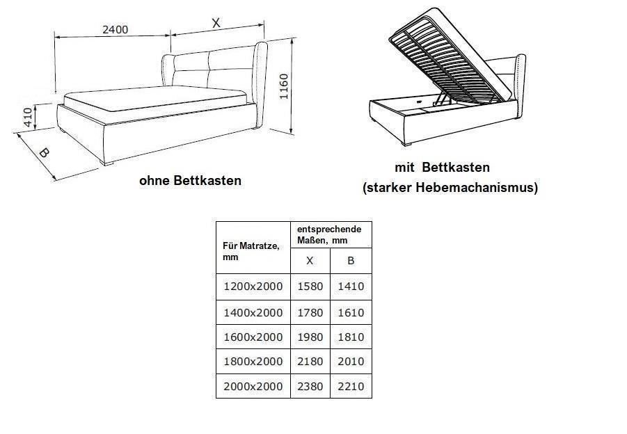 DESIGN DOPPEL BETT LATTENROST METALRAHMEN STAURAUM NEU! in München