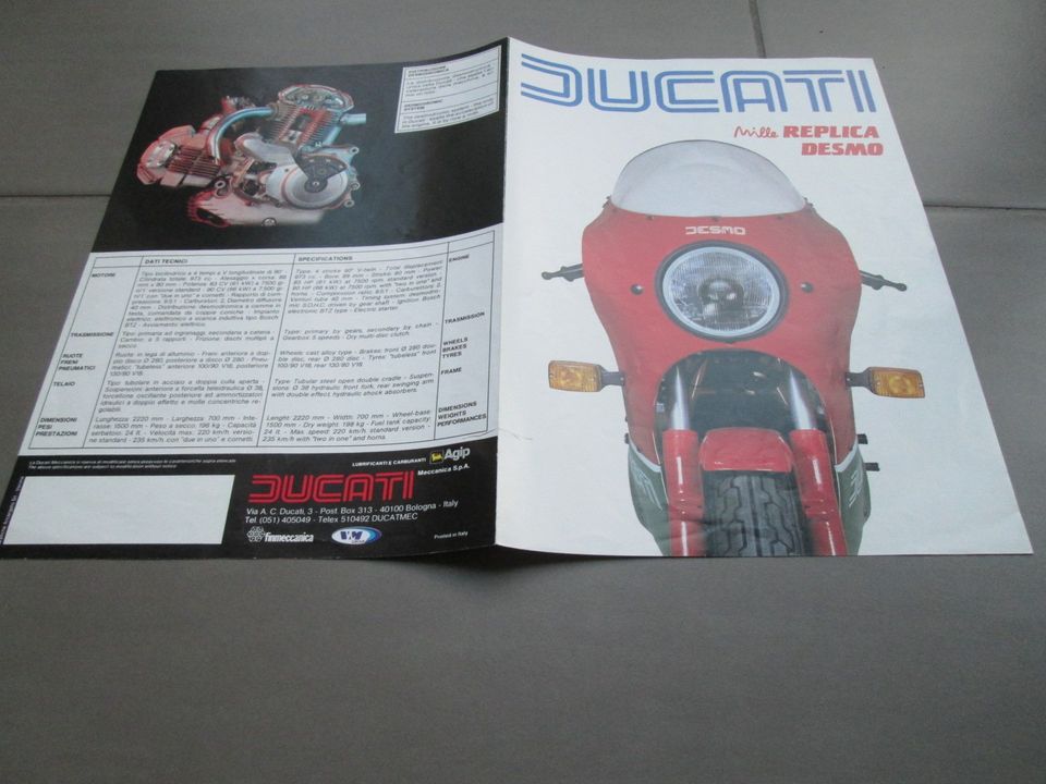Prospekt 1980 Ducati Mille Replica Desmo italienisch Dati tecnici in Berlin