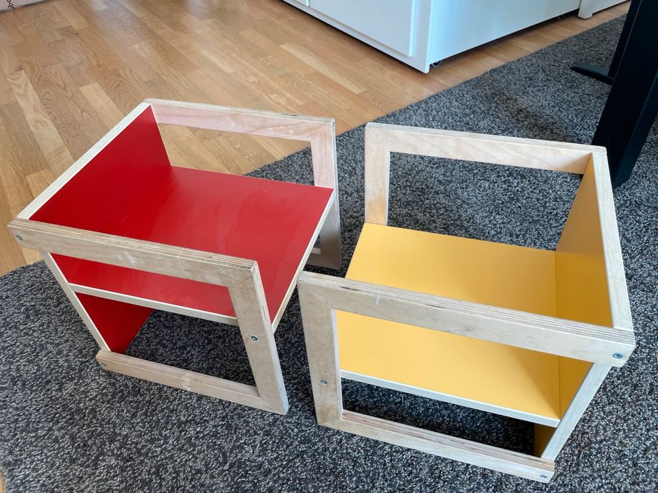 Kinderhocker/Tisch aus Holz in Düsseldorf