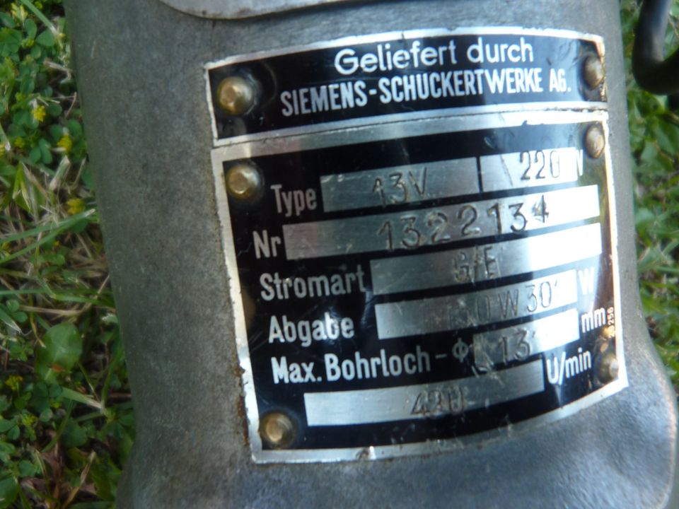 SIEMENS-SCHUCKERT Bohrmaschine alt in Wallersdorf