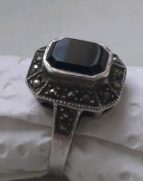 Art Deco Ring Onyx mit Markasiten Silber 925 Sachsen - Plauen Vorschau