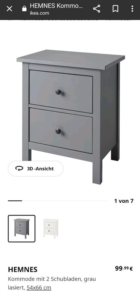 HMNES Kommode/Nachtschrank mit zwei Schubladen, grau, Ikea in Gehrden
