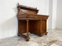 WMK Wunderschöner kleiner antiker Schreibtisch (Vollholz, Dänemark, um 1860) mit Aufsatz , Holzapplikationen und Messingbeschlägen # Desk Lady Sekretär Schminktisch Gründerzeit Historismus Vintage Friedrichshain-Kreuzberg - Friedrichshain Vorschau