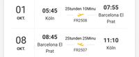 2 Flugtickets von Köln nach Barcelona vom 01.10.24 bis 08.10.24 Bergedorf - Hamburg Lohbrügge Vorschau