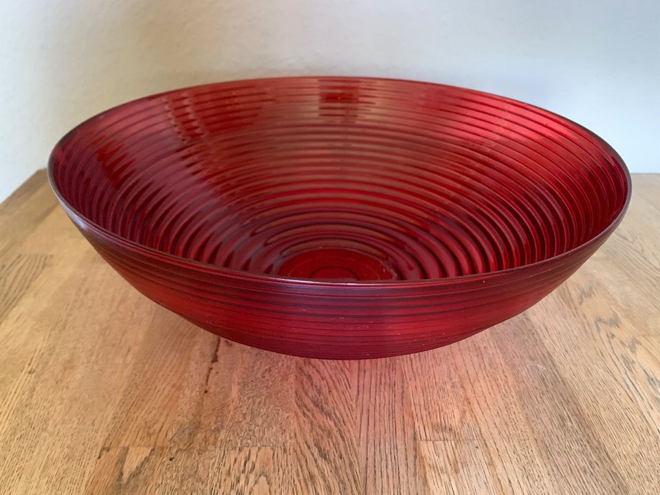 Große Glasschale Glas Schale ROT Rund 40cm in Leezen