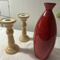 Ikea Kerzenhalter aus Holz inkl. Deko Vase Rot Handmade Niedersachsen - Sottrum Vorschau