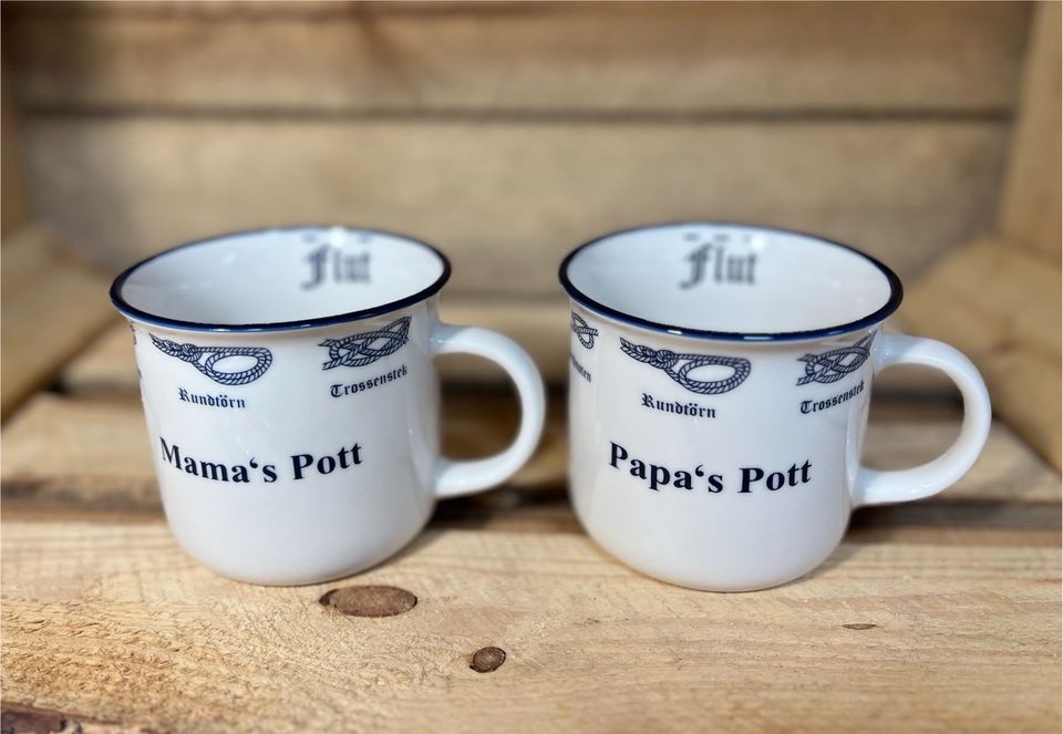 Mama / Papa Pott mit Knoten Ebbe und Flut Maritim Tasse Becher in Meppen