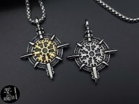 Halskette Kompass Wikinger Viking Vegvisir Edelstahl Anhänger NEU Sachsen-Anhalt - Spickendorf Vorschau