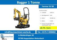 Yanmar SV08 Vermietung, Minibagger mieten, Mietbagger, Verleih Rheinland-Pfalz - Hoppstädten-Weiersbach Vorschau