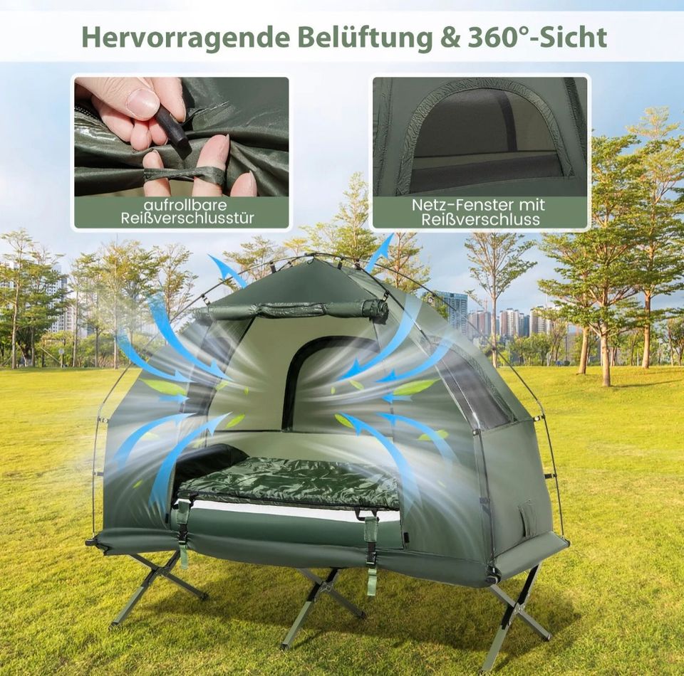5 in 1 Campingzelt Feldbett Luftmatratze Vorzelt Kuppelzelt in Bebra