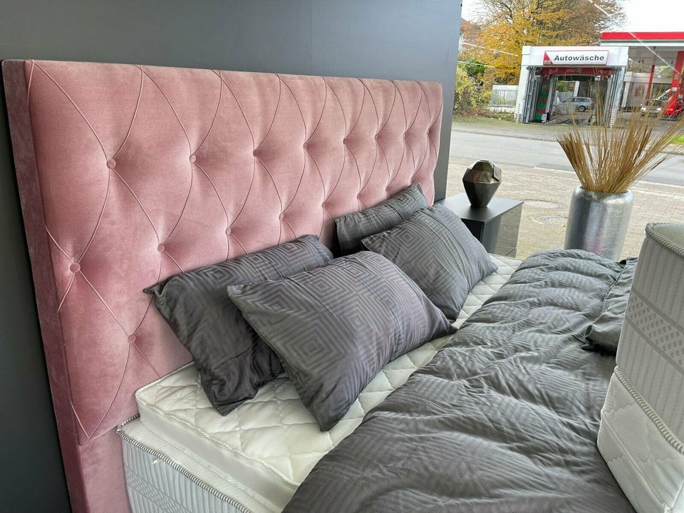 Boxspringbett Design Chesterfield Hoch Bett 180x200 Samt Rosa in Bielefeld