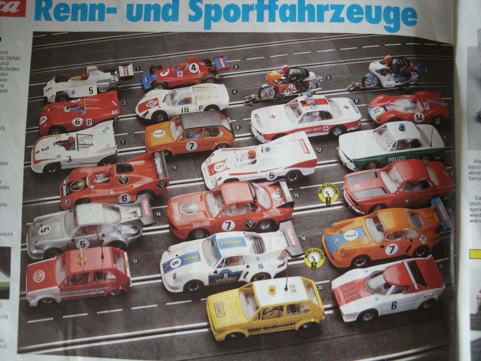 Carrera, 124, 132, 1979 Prospekt, Aufkleber, 3x Streckenplan usw. in Zirndorf