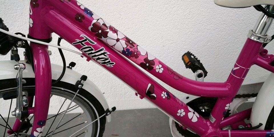 Hübsches Fahrrad für Mädchen von Falter, pink mit Blumen in Flörsheim-Dalsheim