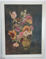 Rosenhauer, Leinwand, Bild Blumen, 1969, 50x64cm, Druck Leipzig - Gohlis-Nord Vorschau