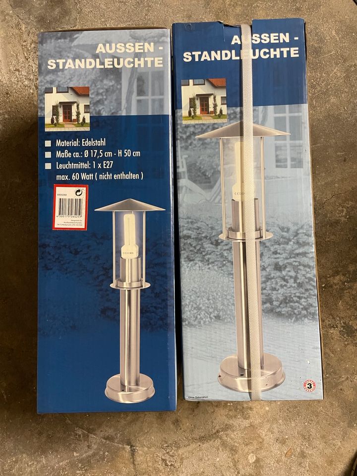 2 Lampen - Außen-Stand-Leuchte - Edelstahl- Höhe 50cm  * NEU * in Ahlen