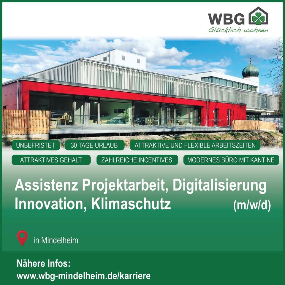 Assistenz Projektarbeit/Digitalisierung/Innovation/Klimaschutz (m/w/d) in Mindelheim