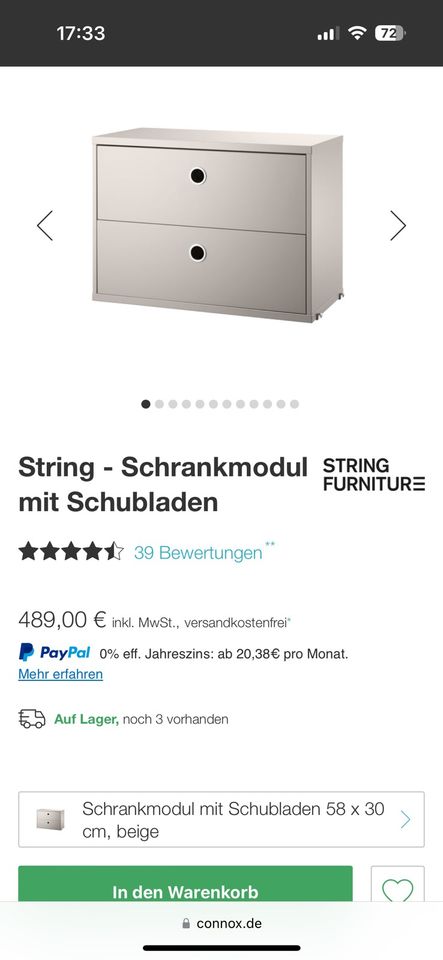String Regal Schrankmodul beige 58x30 von Connox in Beckum