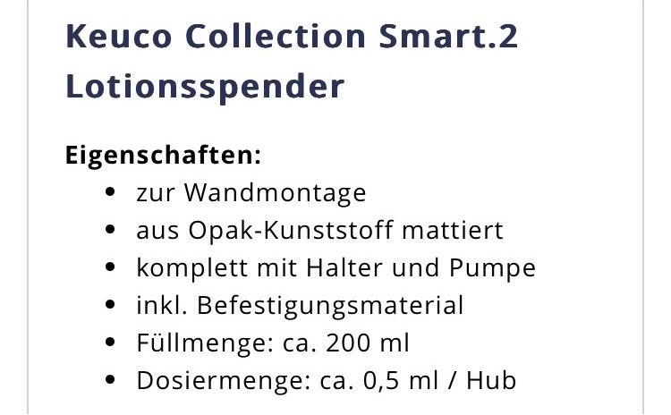 KEUCO Smart 2 Lotionspender Seifenspender 3 Stück NEU OVP in Bühl
