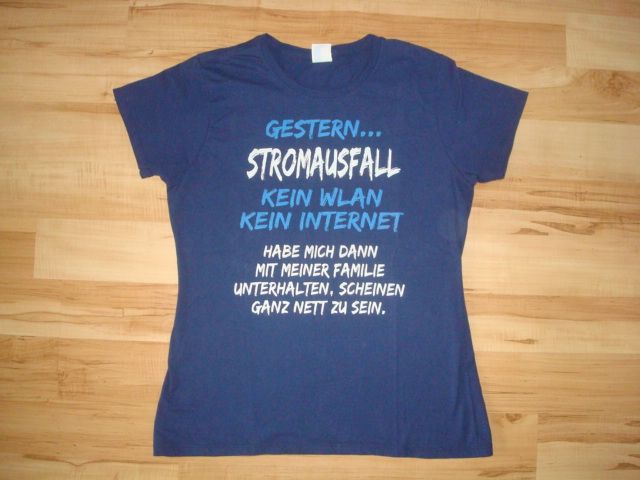 T-Shirt Spruch Gestern Stromausfall kein WLAN blau Gr. L NEU in  Baden-Württemberg - Neuenbürg | eBay Kleinanzeigen ist jetzt Kleinanzeigen